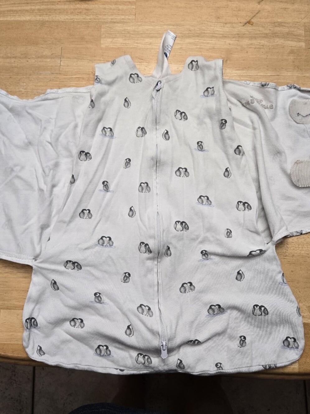 Halo Light Gray Penguin-Print Sleep Sack..newborn Swaddle